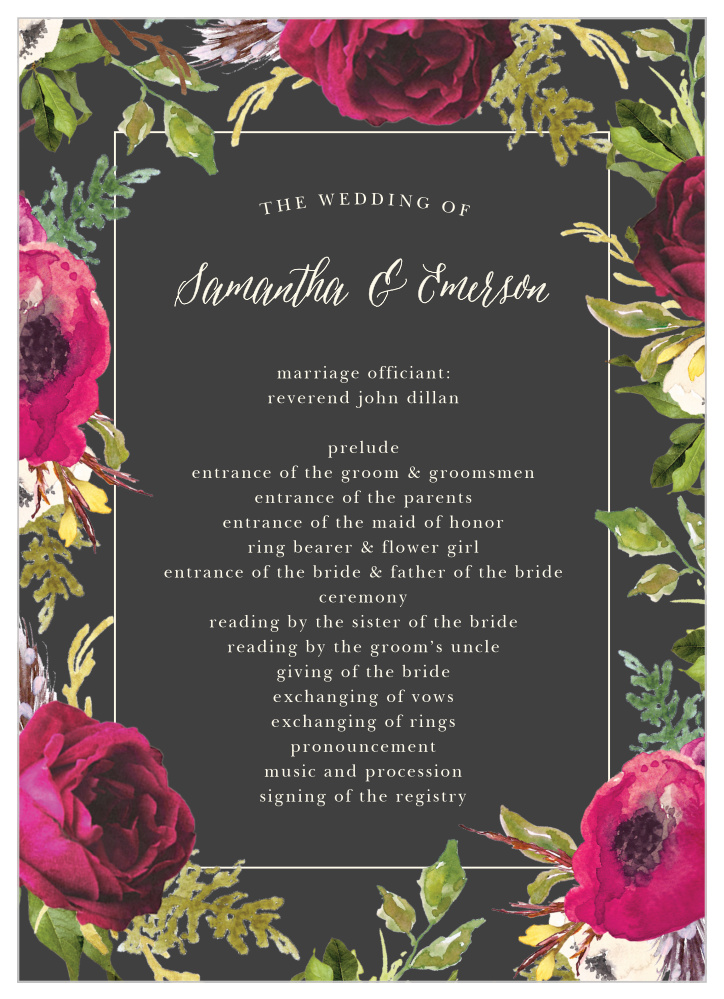Garden Romance Wedding Programs