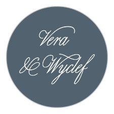 The Elegant Aristocrat Wedding Stickers are simple and refined. With a granite blue background and a white elegant script stating your names. 