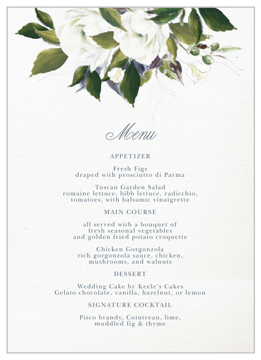 Elegant Aristocrat Wedding Menus