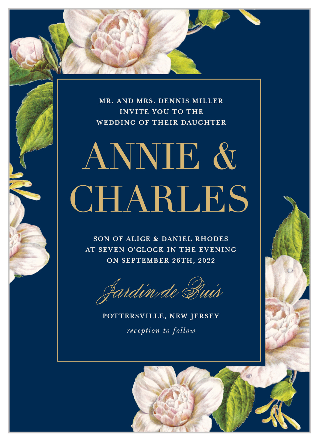 Moonlit Honeysuckle Foil Wedding Invitations