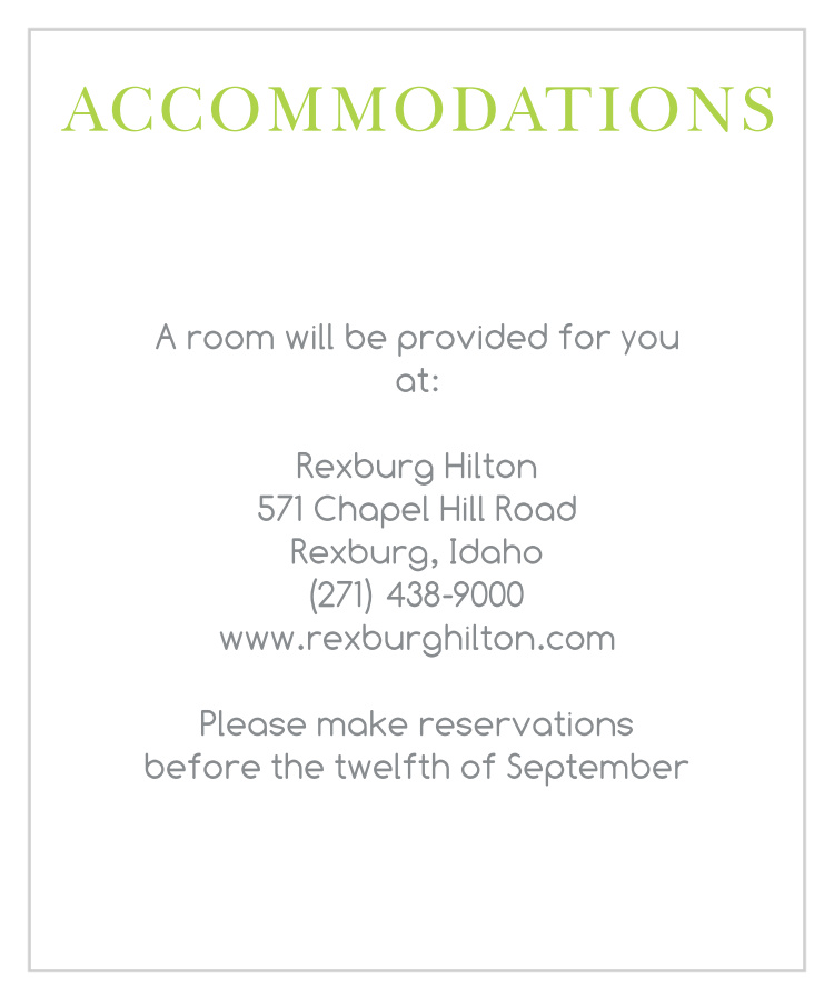 Sophisticated Photo Accommodation Cards