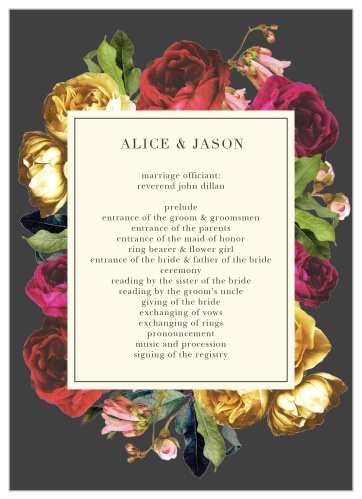 Rose Floristry Wedding Programs
