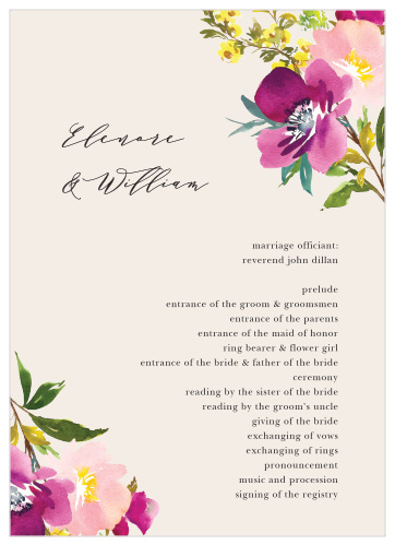 Mallow Wedding Programs