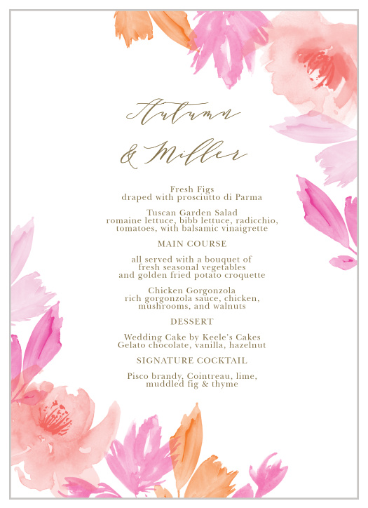 Water Rose Wedding Menus