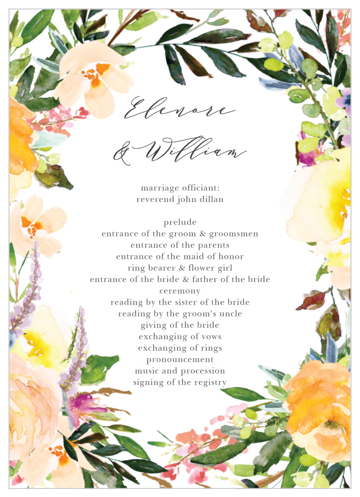Willow Wreath Wedding Programs
