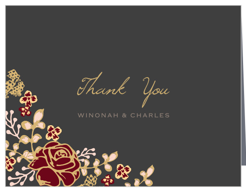Opulent Floweret Foil Wedding Thank You Cards