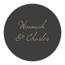 Elegant raised gold foiled calligraphy glides across a stormy grey background for the Opulent Floweret Foil Wedding Stickers.