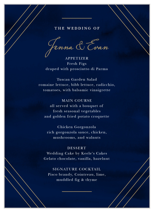 Indigo Infatuation Wedding Menus