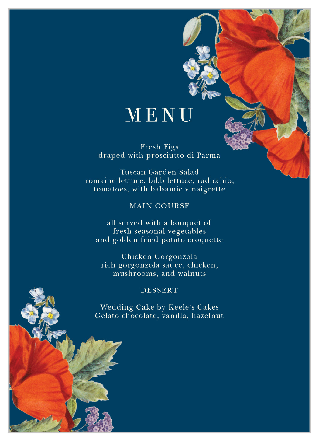 Heliotrope Blooms Wedding Menus