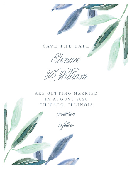 Guarantee that your guests mark their calendars well in advance of your wedding with our gorgeous Olive Leaves Save-the-Date Magnets.