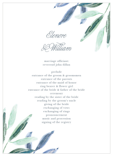 Olive Leaves Wedding Programs
