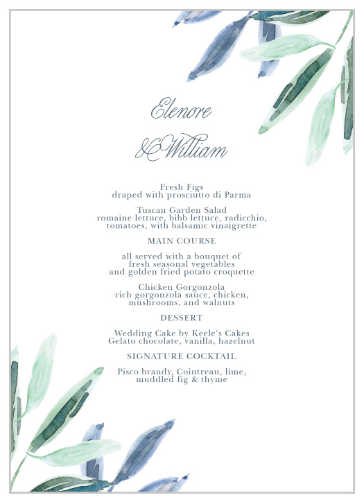 Olive Leaves Wedding Menus