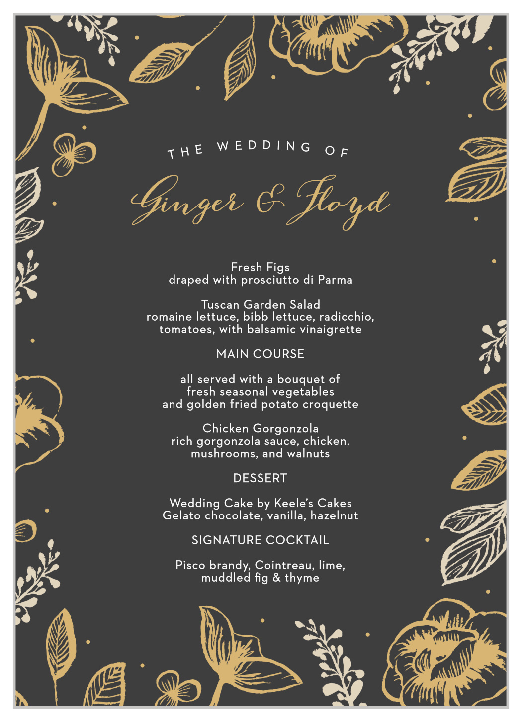Fleur Magnifique Foil Wedding Menus