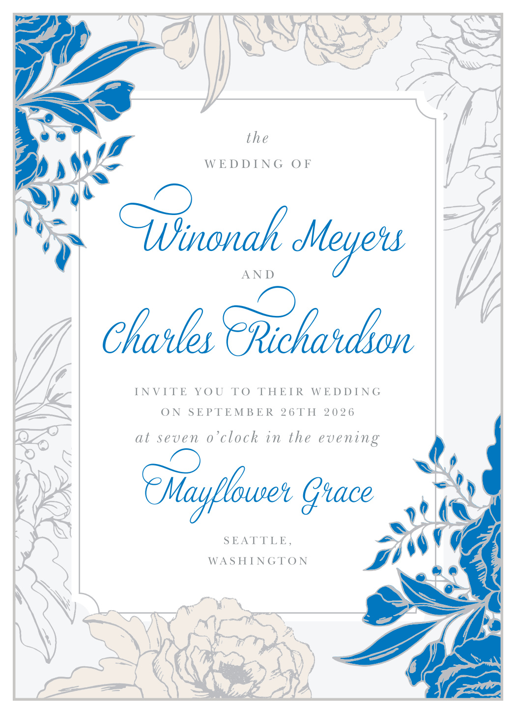Peony Draped Wedding Invitations