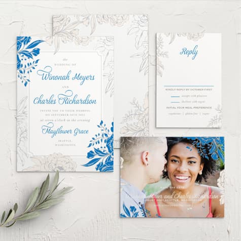 Peony Draped Wedding Invitations