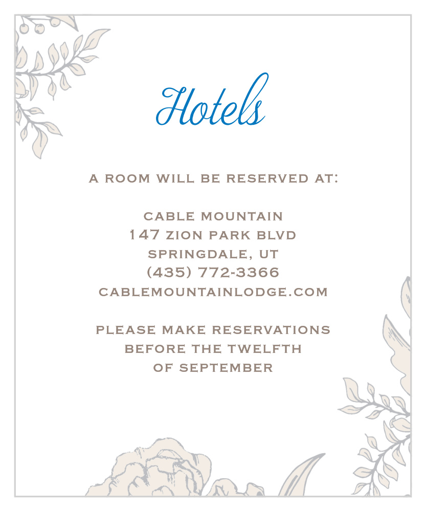 Peony Draped Accommodation Cards