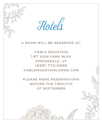 Peony Draped Accommodation Cards