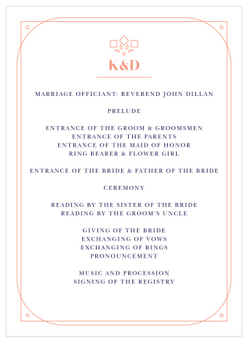 Royal & Rose Wedding Programs