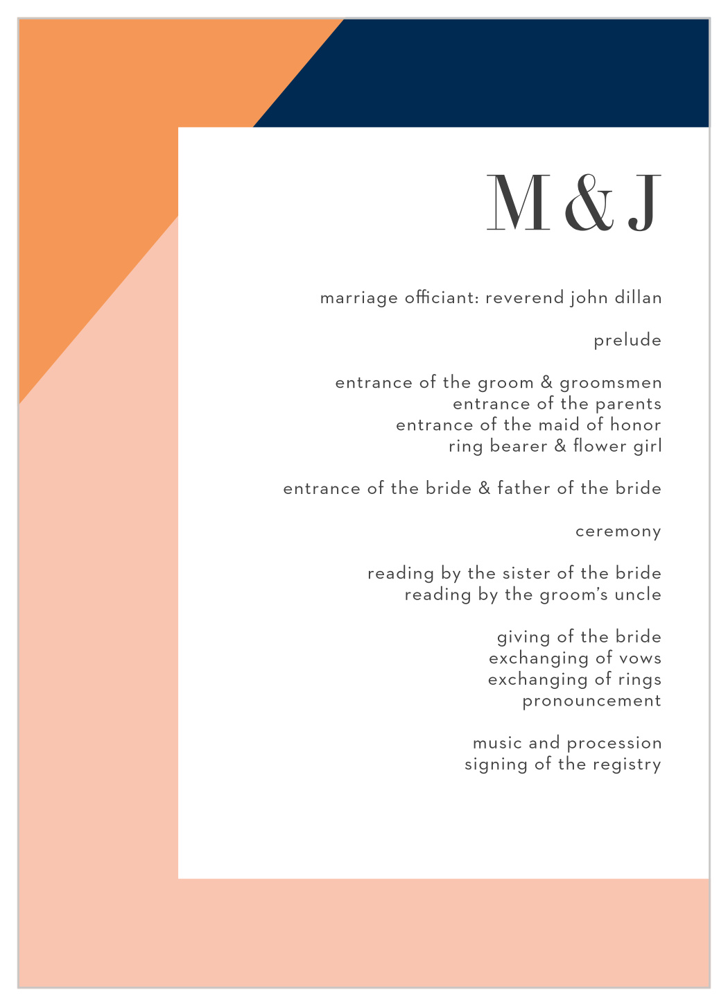 Angular Color Wedding Programs