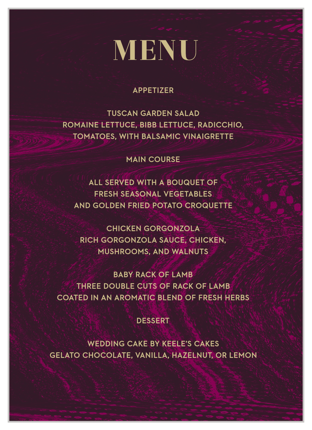 Lipstick & Louvre Wedding Menus