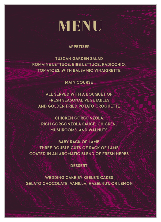 Lipstick & Louvre Wedding Menus