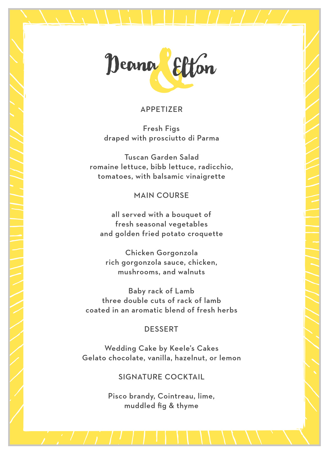 Big Ampersand Wedding Menus