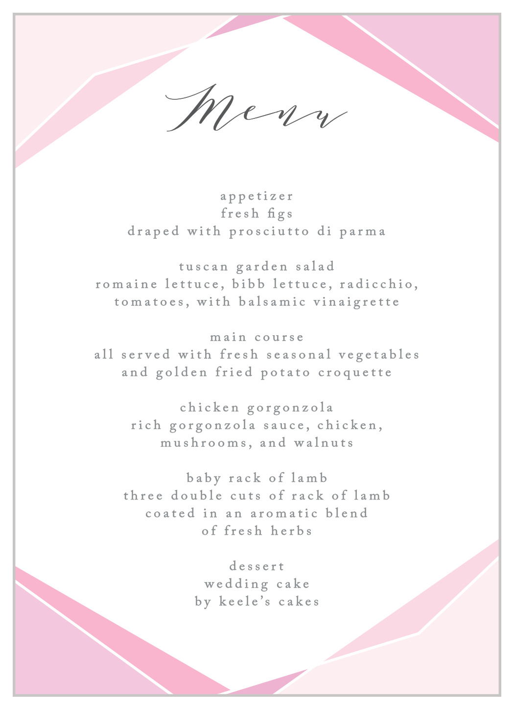 Playful Lines Wedding Menus