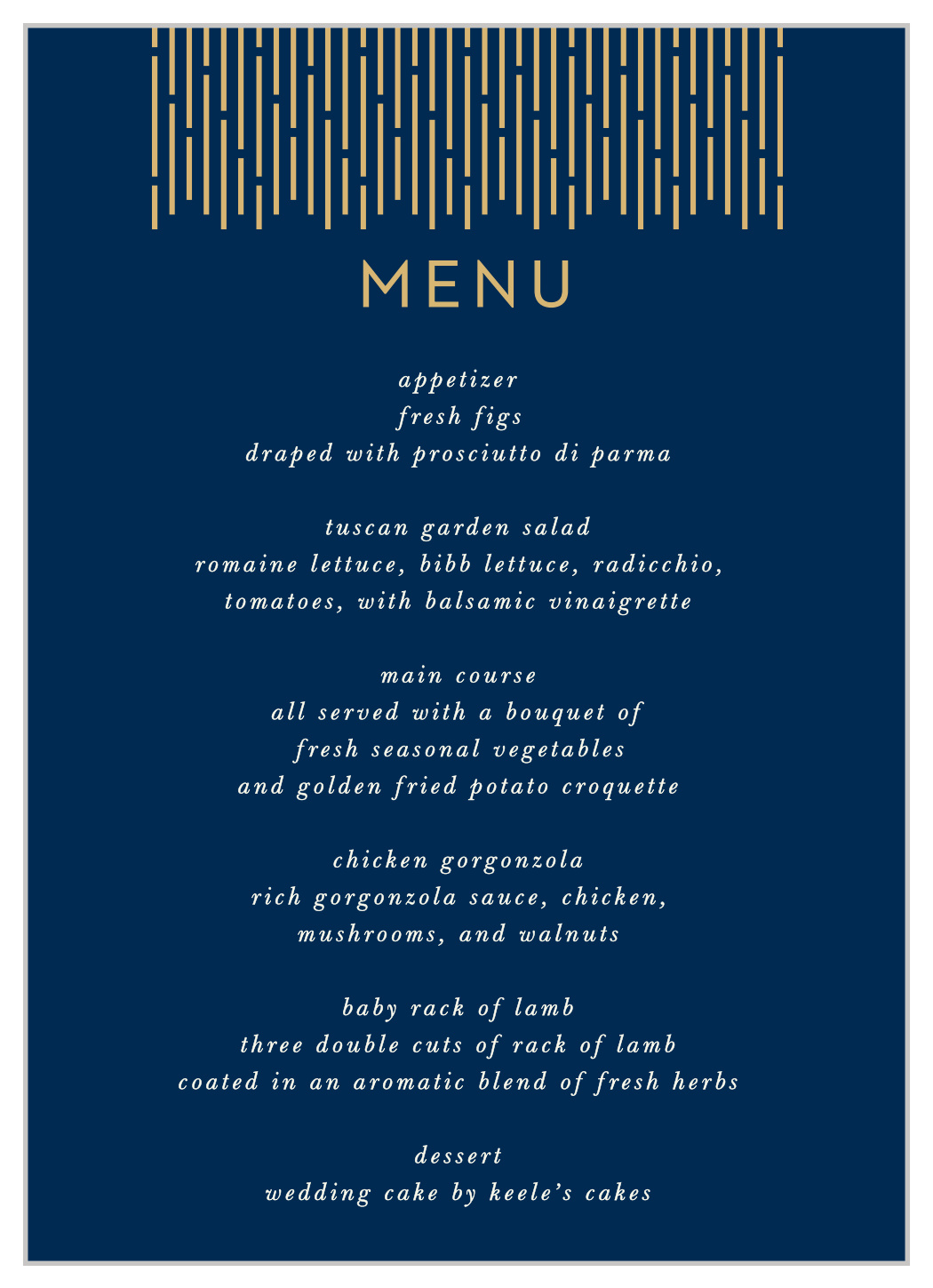 Lovely Lines Wedding Menus