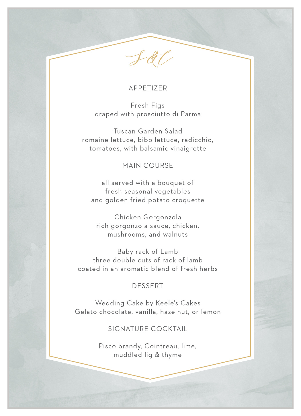 Blushing Love Wedding Menus