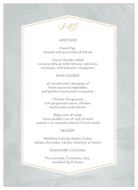 Our Blushing Love Wedding Menus utilize the same gorgeous design and color scheme as several other cards in the Blushing Love wedding suite.