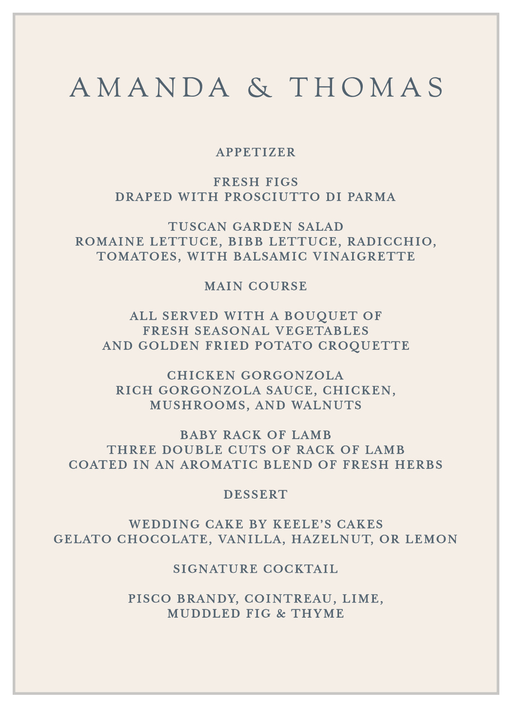 Soft Morning Wedding Menus