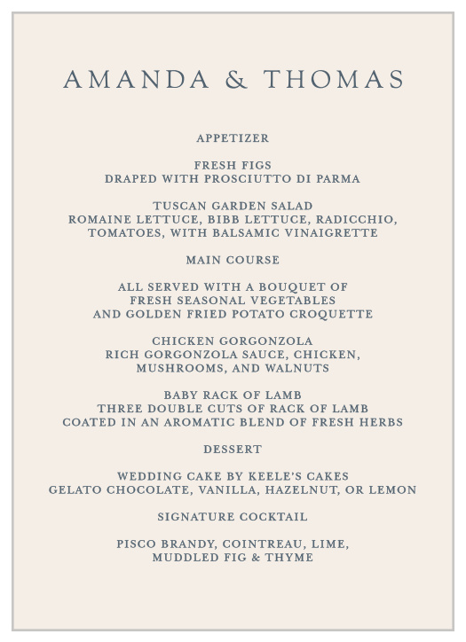 Soft Morning Wedding Menus