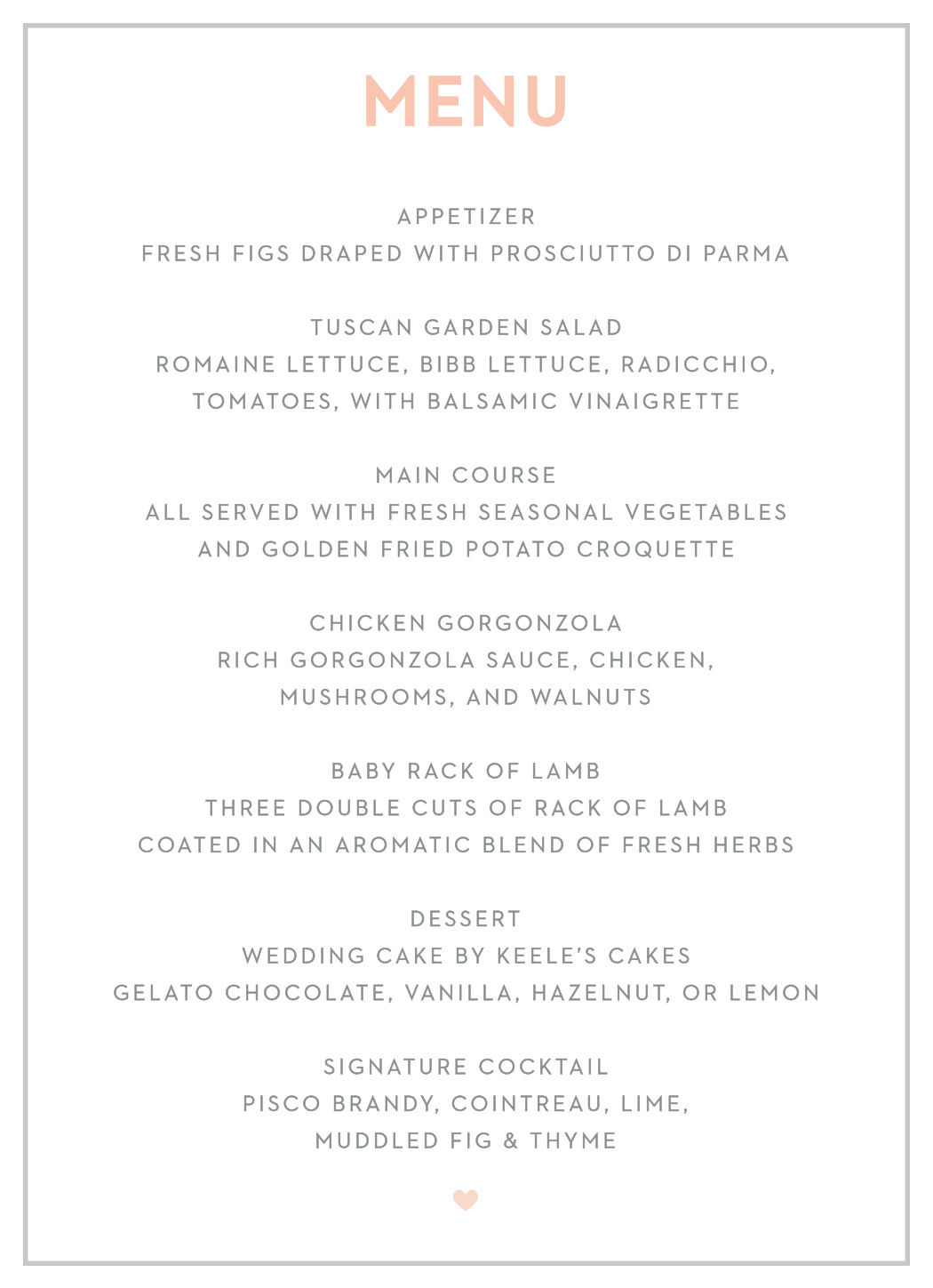 Wooden Love Wedding Menus