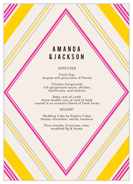 Diamond Reflections Wedding Menus