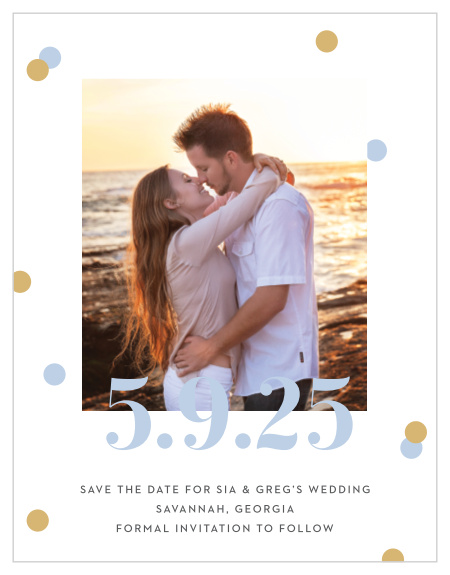 Give your guests the information they need to mark their calendars well in advance with our Confetti Overlap Save-the-Date Cards.