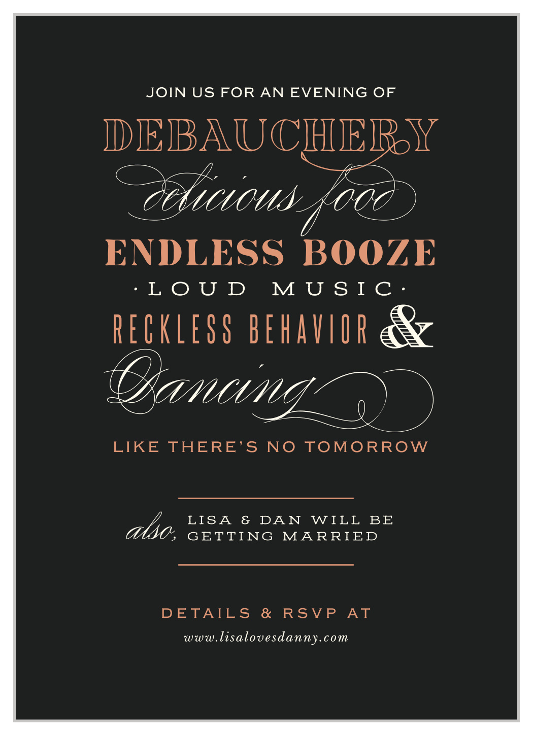 Diamond Debauchery Wedding Invitations