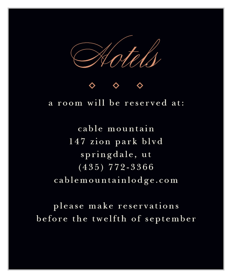 Diamond Debauchery Accommodation Cards