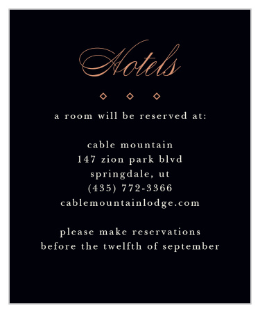 Diamond Debauchery Accommodation Cards