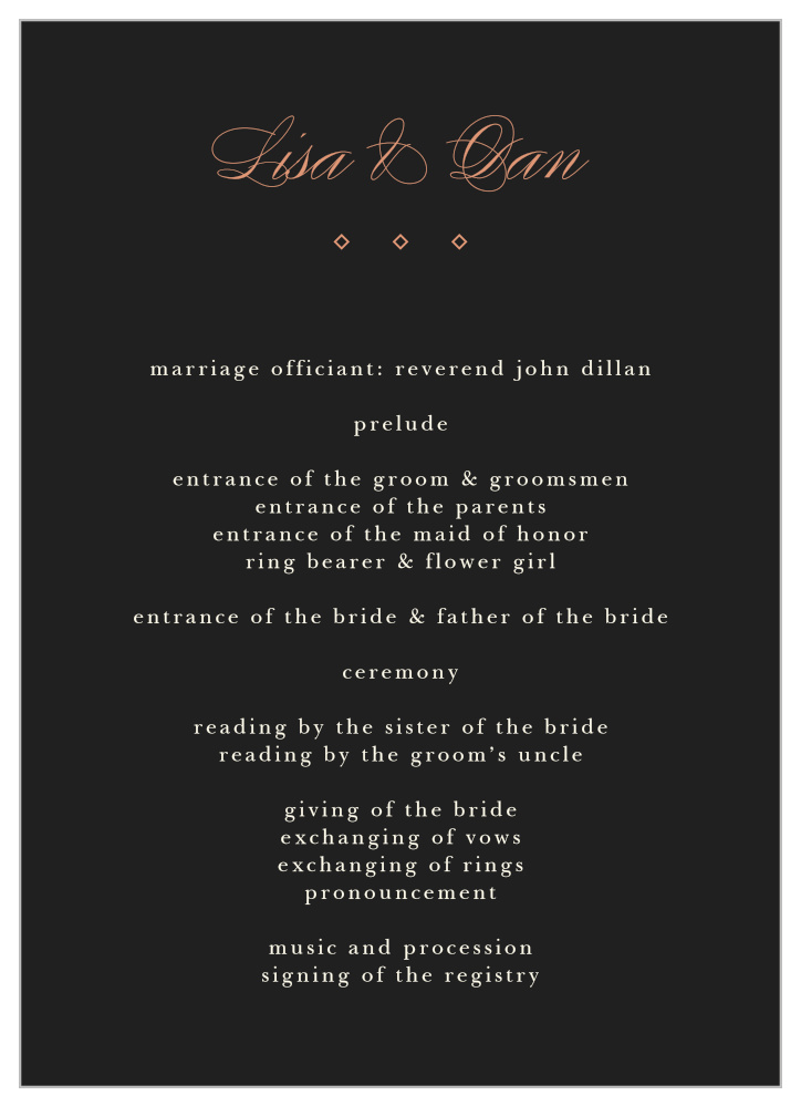 Diamond Debauchery Wedding Programs