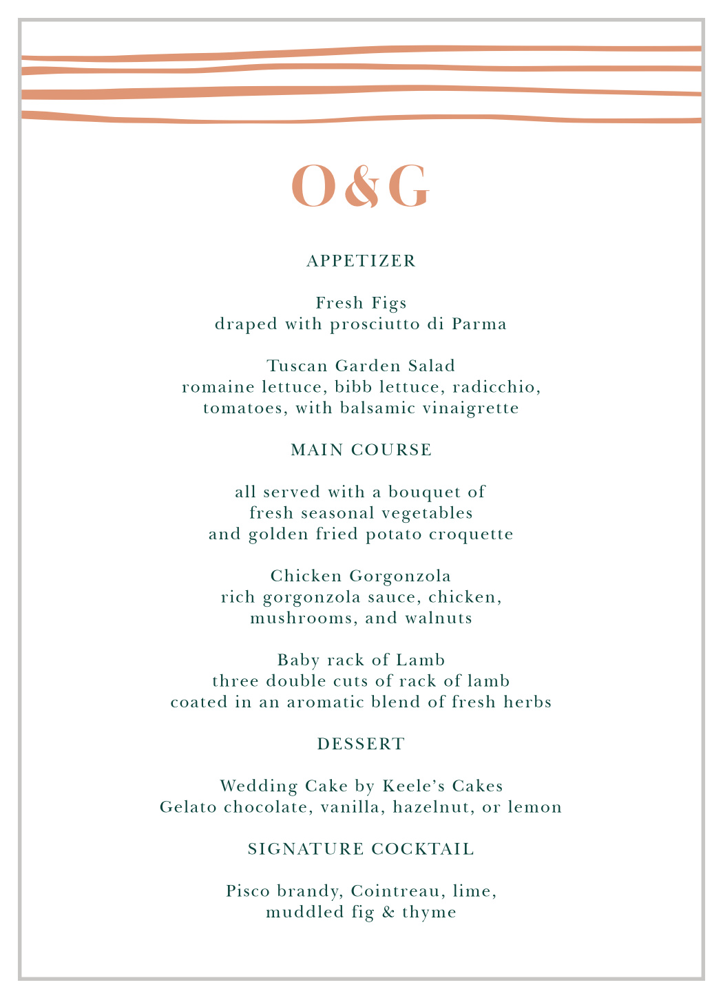 Doodle Border Wedding Menus