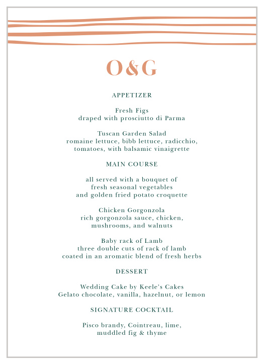 Doodle Border Wedding Menus