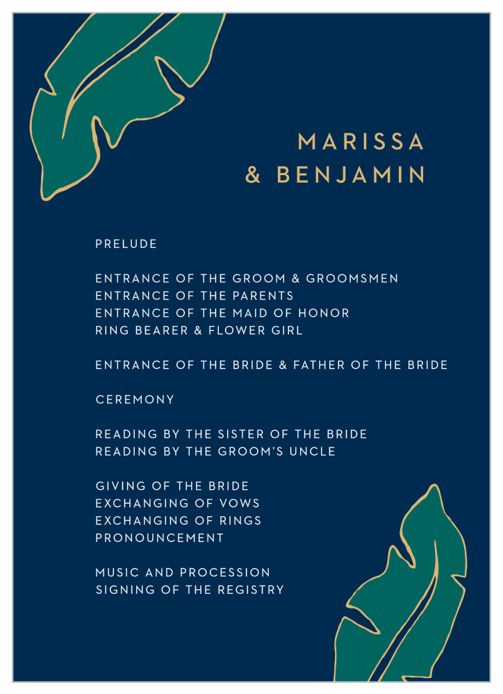Green Breeze Wedding Programs