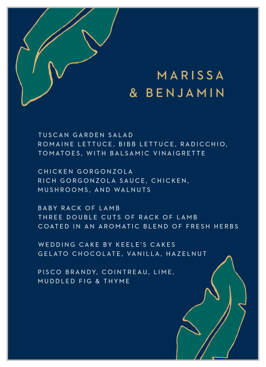 Green Breeze Wedding Menus