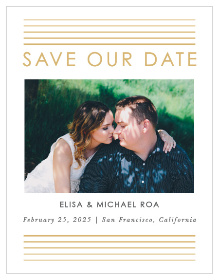 Our Rippled Quintet Save-the-Date Magnets ensure that your loved ones mark their calendars well in advance of your special day. 