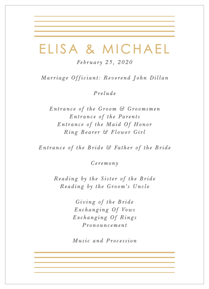 Rippled Quintet Wedding Programs