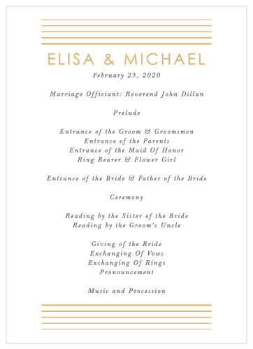 Rippled Quintet Wedding Programs