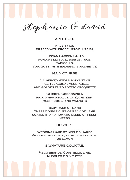 Giddy Graffiti Wedding Menus