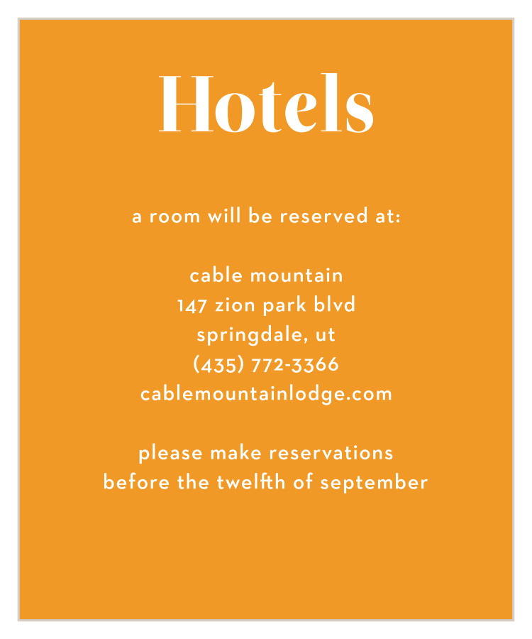 It's On Accommodation Cards