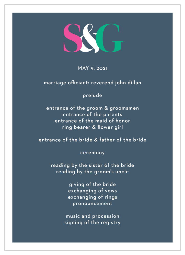 It's On Wedding Programs