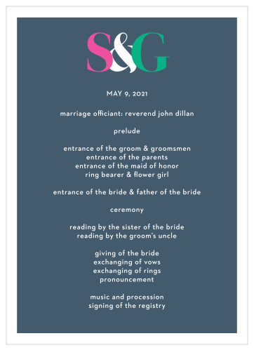 It's On Wedding Programs